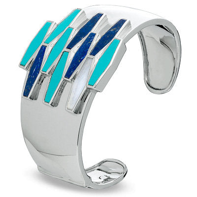 ELLE Jewelry Clusterforce Collection Multi-Gemstone Cuff Bracelet in Sterling Silver